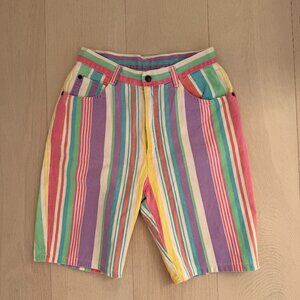 Vintage 1970s/1980s Stuffed Shirt Jeanswear Pastel Striped Shorts